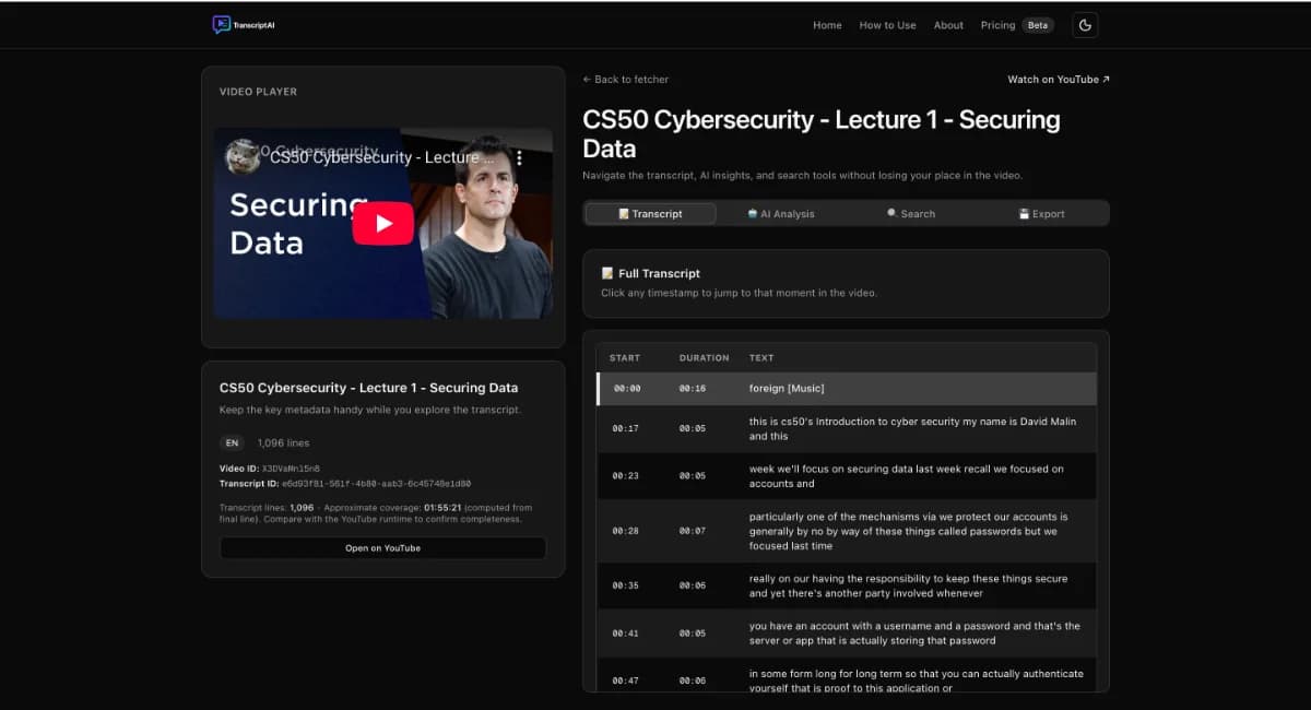 Building TranscriptAI: An AI-Powered YouTube Transcript Analysis Platform thumbnail 2